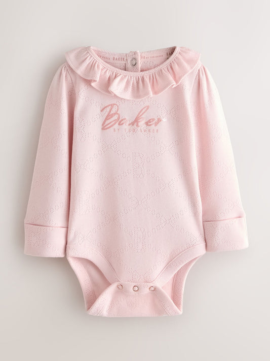 Dsiney Kidz - Baker by Ted Baker 2 Pack Pointelle Layette White/Pink Bodysuits image 2