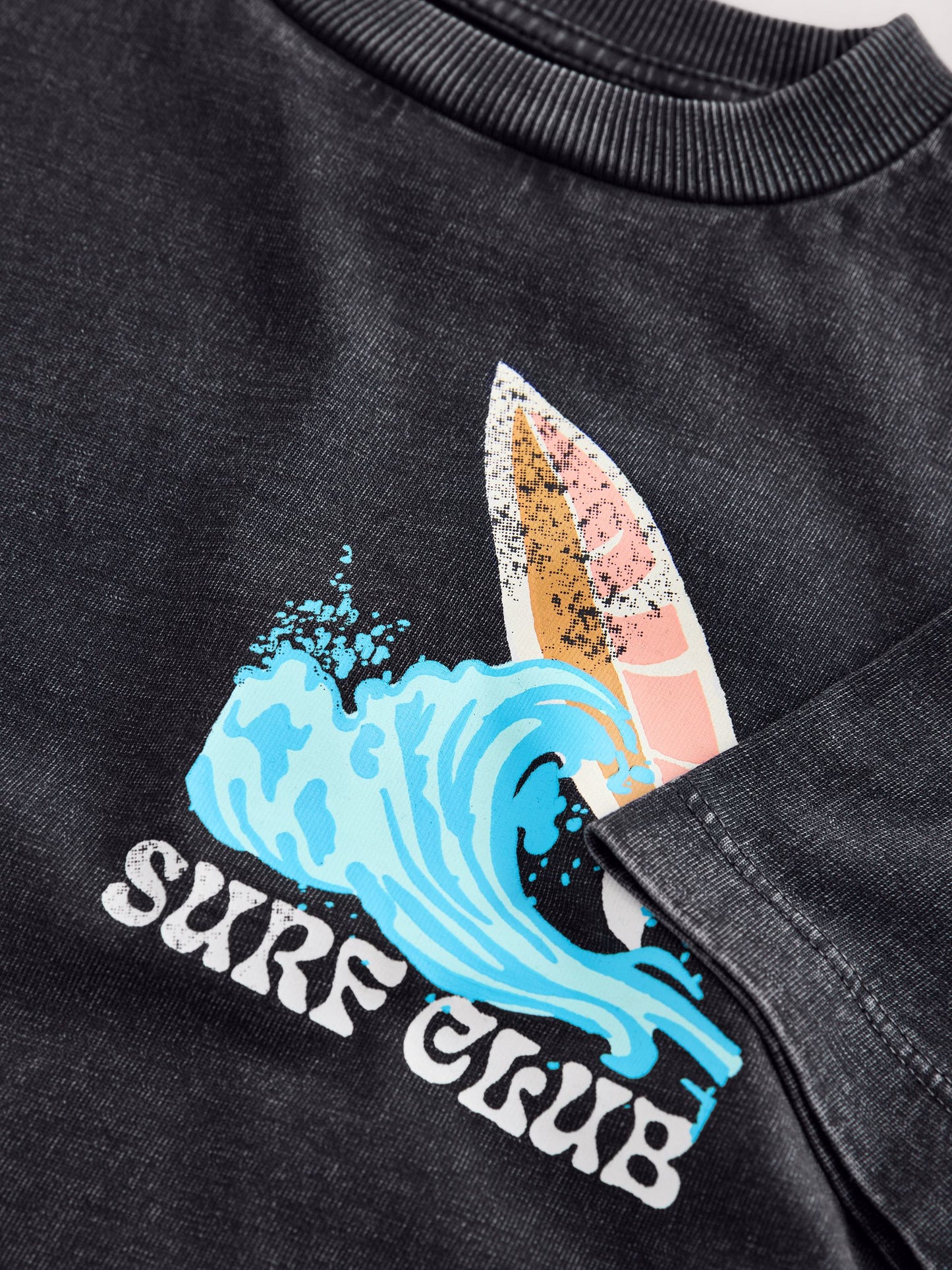 Dsiney Kidz - Black Acid Wash Surf Club Oversized Short Sleeve Back Print T-Shirt (3mths-7yrs) image 8