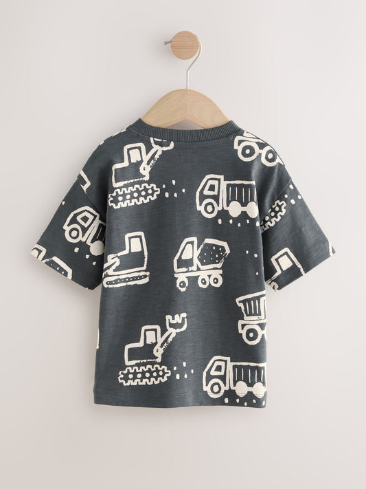 Black/White Digger Short Sleeve All-Over Print T-Shirt (3 Month-7 Years) (3mths-7yrs) image 2