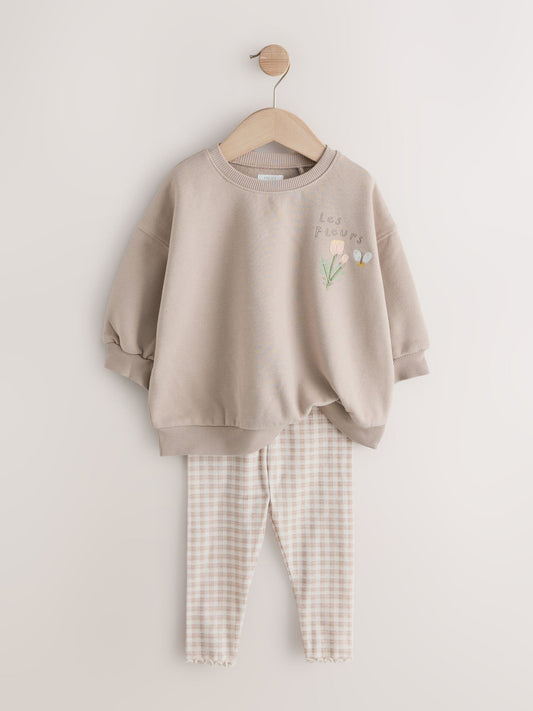 Neutral Sweatshirt & Leggings Set 2 Pack (3mths-7yrs) image 3