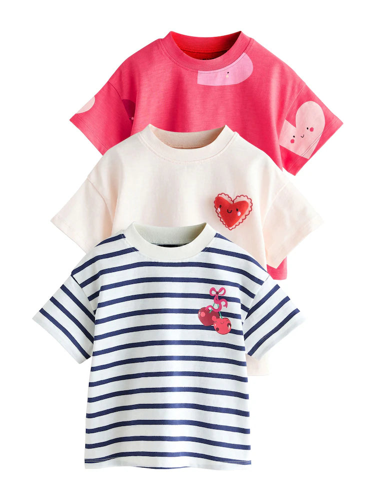 Red Hearts T-Shirts 3 Pack (3mths-7yrs)