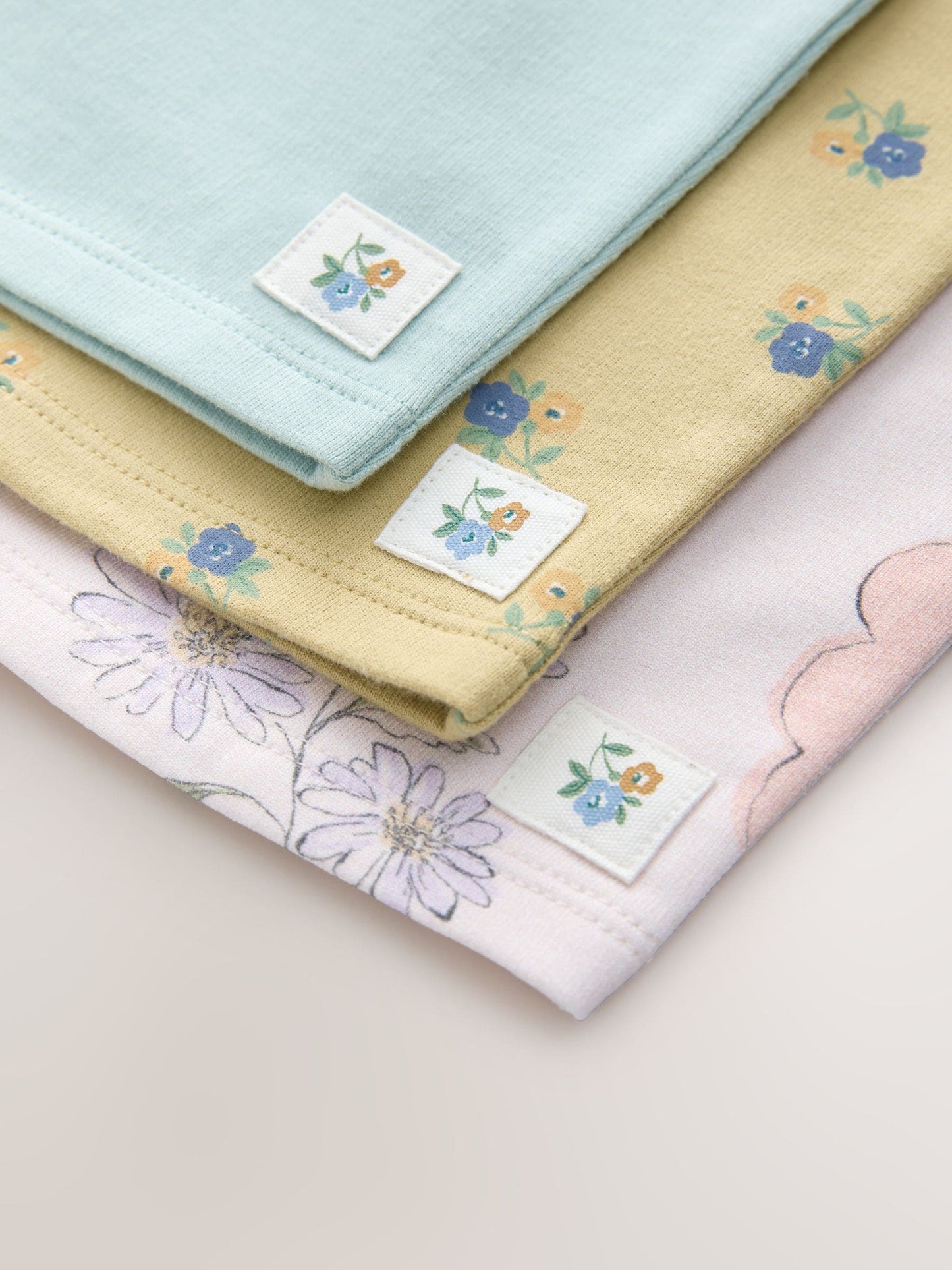 Blue/Cream Floral Barrel Trousers 3 Pack (3mths-7yrs) image 7