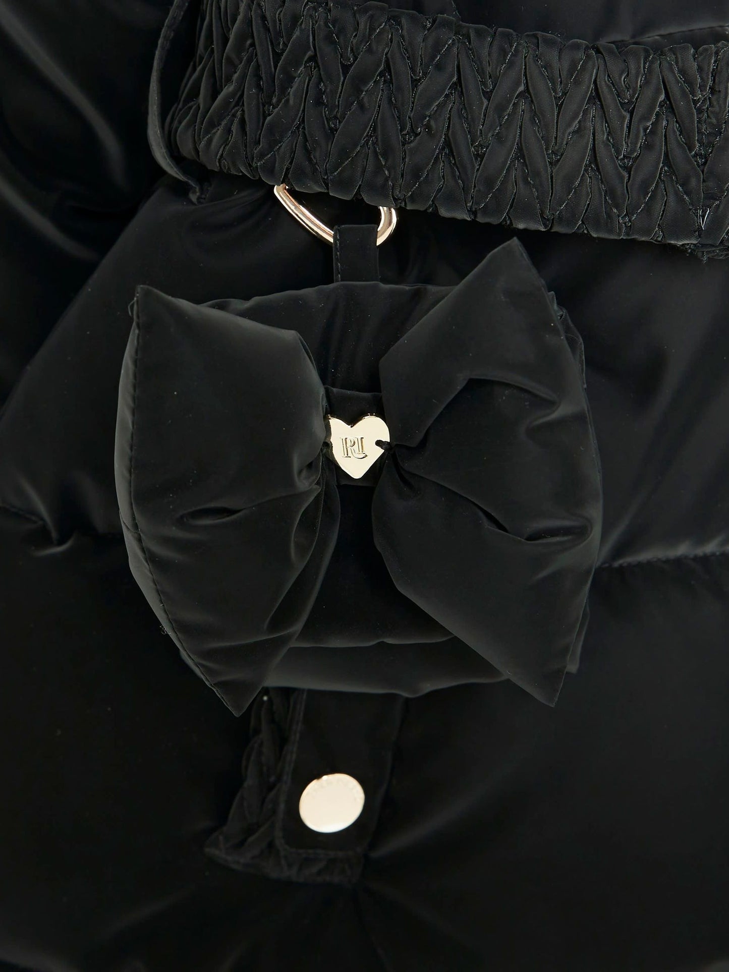 River Island Black Velour Belted Glam Puffer Coat