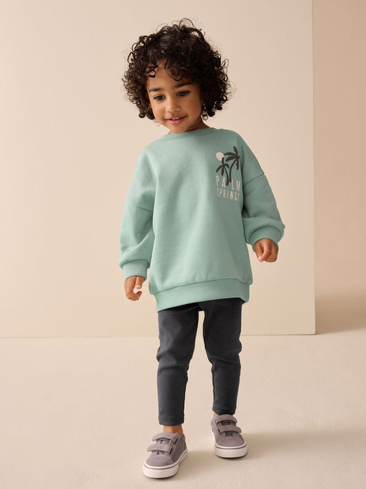 Dsiney Kidz - Sage Green Crew Neck Sweatshirt and Leggings Set (3mths-7yrs) image 2