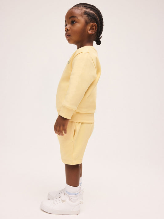 Light Yellow Single Plain Crew Neck Sweatshirt and Shorts Set (3mths-7yrs) image 2