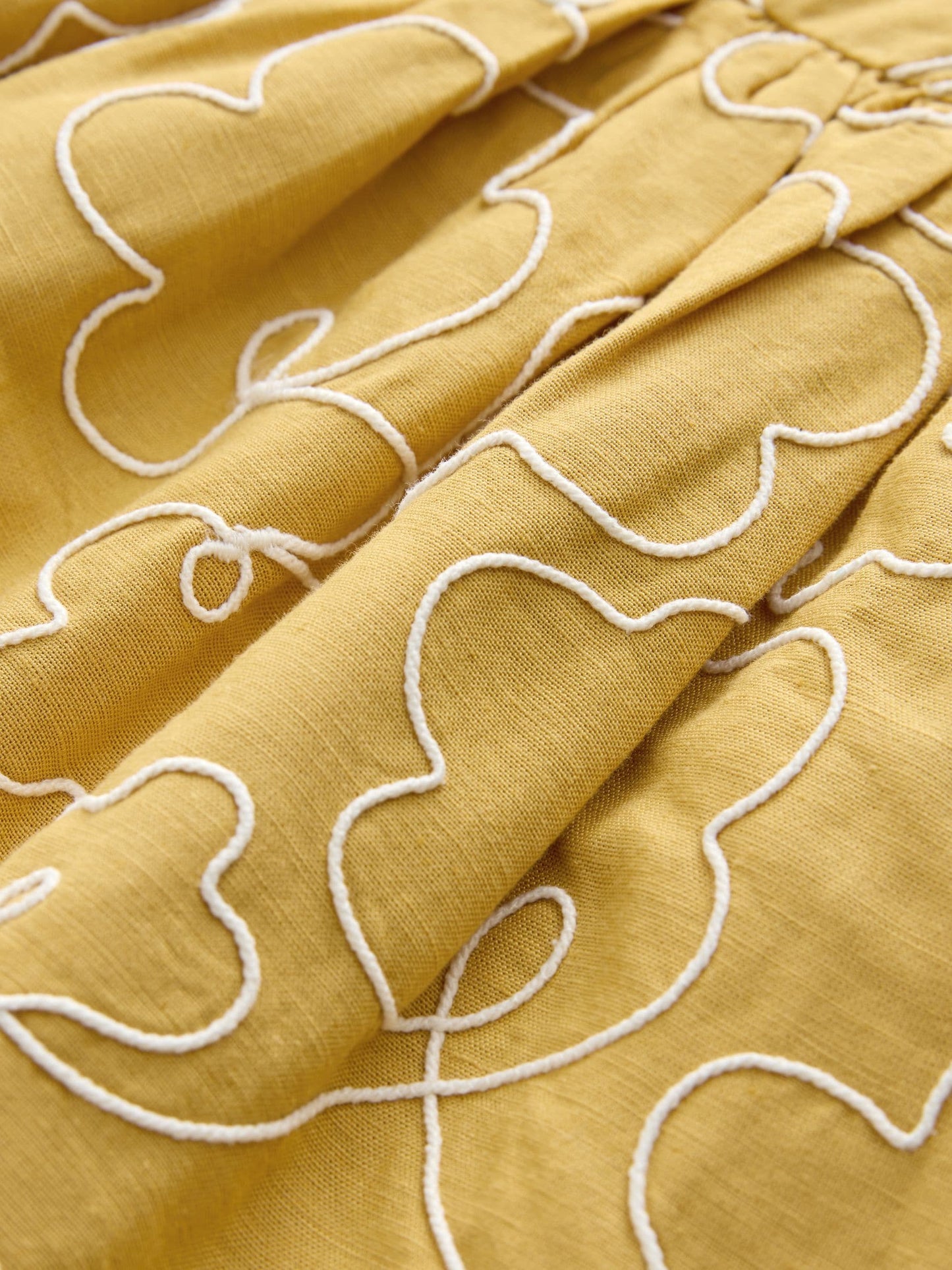 Ochre Yellow Embroidered Angel Sleeve Dress (3mths-8yrs) image 7