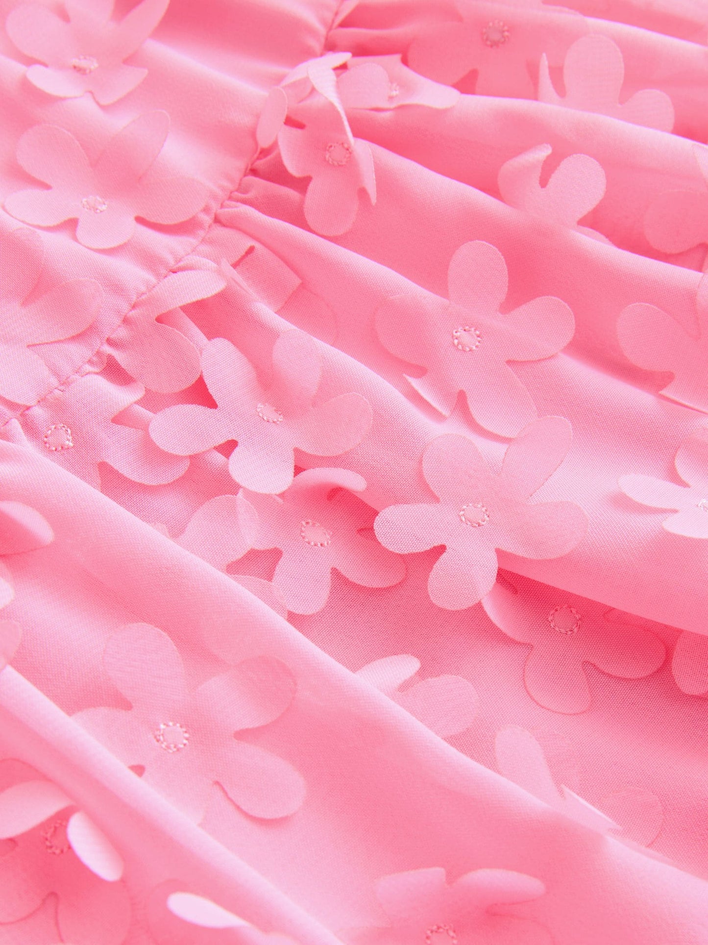 Bright Pink Short Sleeve 3D Flowers Dress (3mths-8yrs) image 8