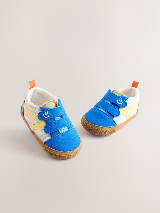Blue Colourblock Touch Fastening Baby Trainers (0-2mths) image 2