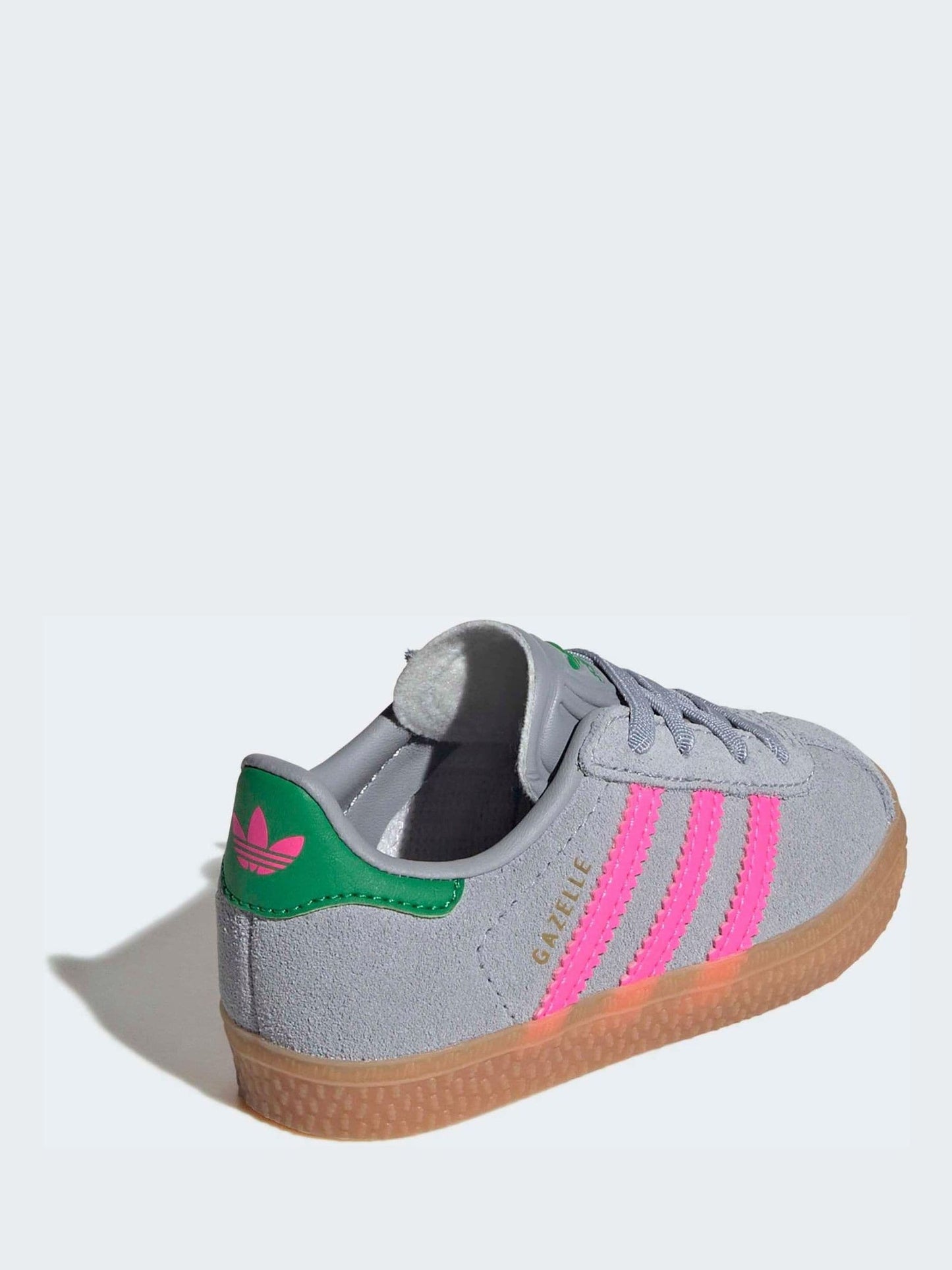 adidas Originals Grey/Pink Gazelle Comfort Closure Elastic Laces Infant Trainers image 11