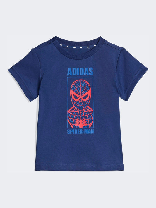 adidas Blue Marvel Spider-Man Top and Shorts Infant Set image 2