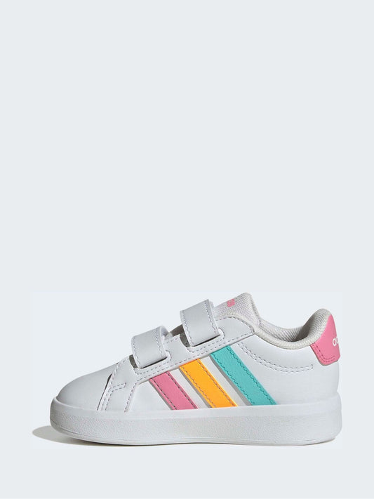 adidas White/Multi Grand Court 3.0 Infant Trainers image 2