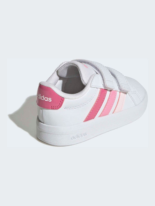 adidas White/Pink Grand Court 3.0 Infant Trainers image 2