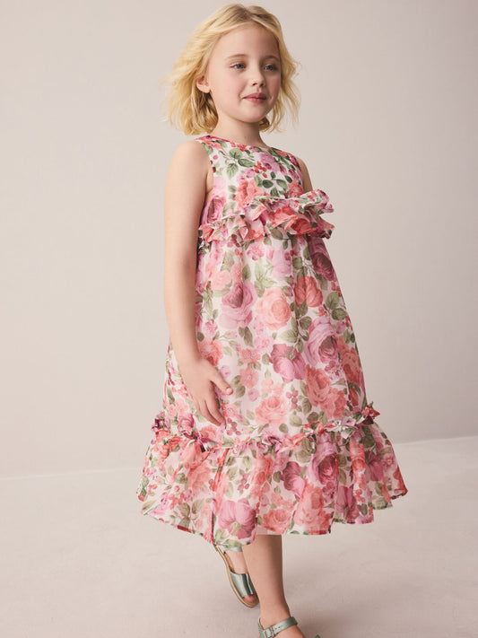 Dsiney Kidz - Laura Ashley Pink Rosewell Garden Frill Voluminous Organza Dress image 2
