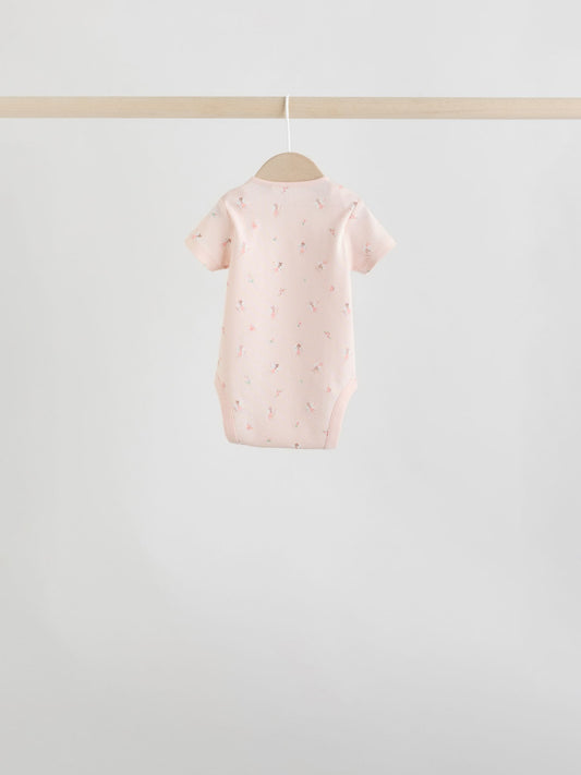 Pink 7 Pack Short Sleeve Baby Bodysuit image 3