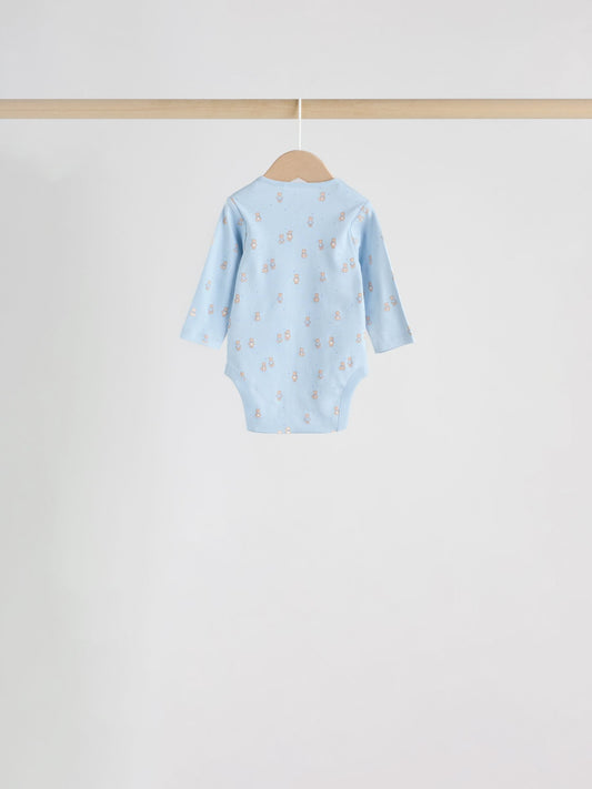 Blue 7 Pack Long Sleeved Baby Bear Bodysuit image 3