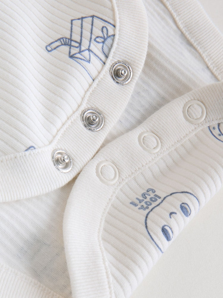 Blue Long Sleeve Baby Bodysuits 5 Pack