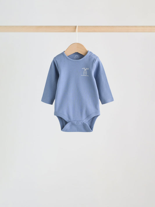 Dsiney Kidz - Blue Long Sleeve Long Sleeve Baby Bodysuits 5 Pack image 2