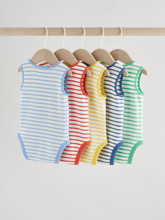 Dsiney Kidz - Bright Stripe Vest Baby Bodysuits 5 Pack image 2