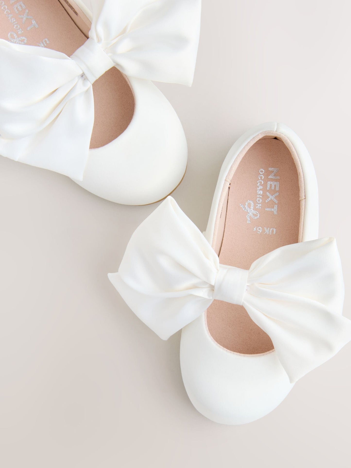 White Standard Fit (F) Bow Satin Flower Occasion Mary Jane Shoes image 5