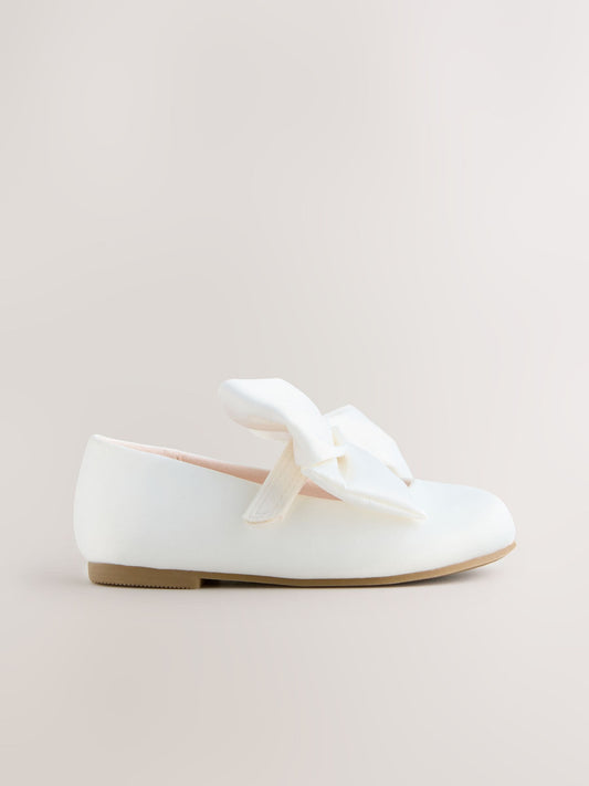 Dsiney Kidz - White Wide Fit (G) Bow Satin Flower Occasion Mary Jane Shoes image 2