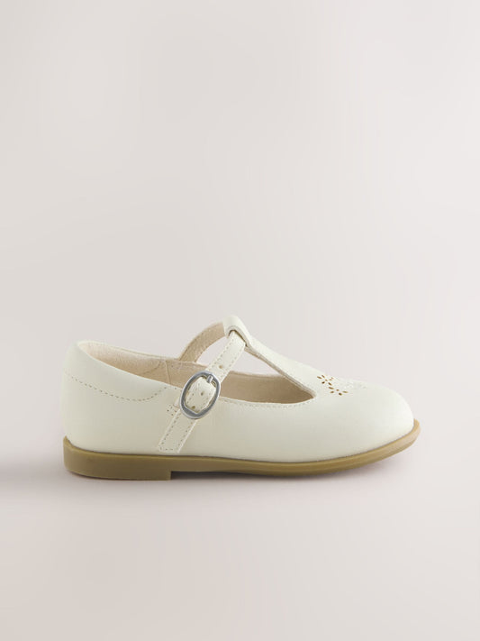 White Leather T-Bar Shoes image 2