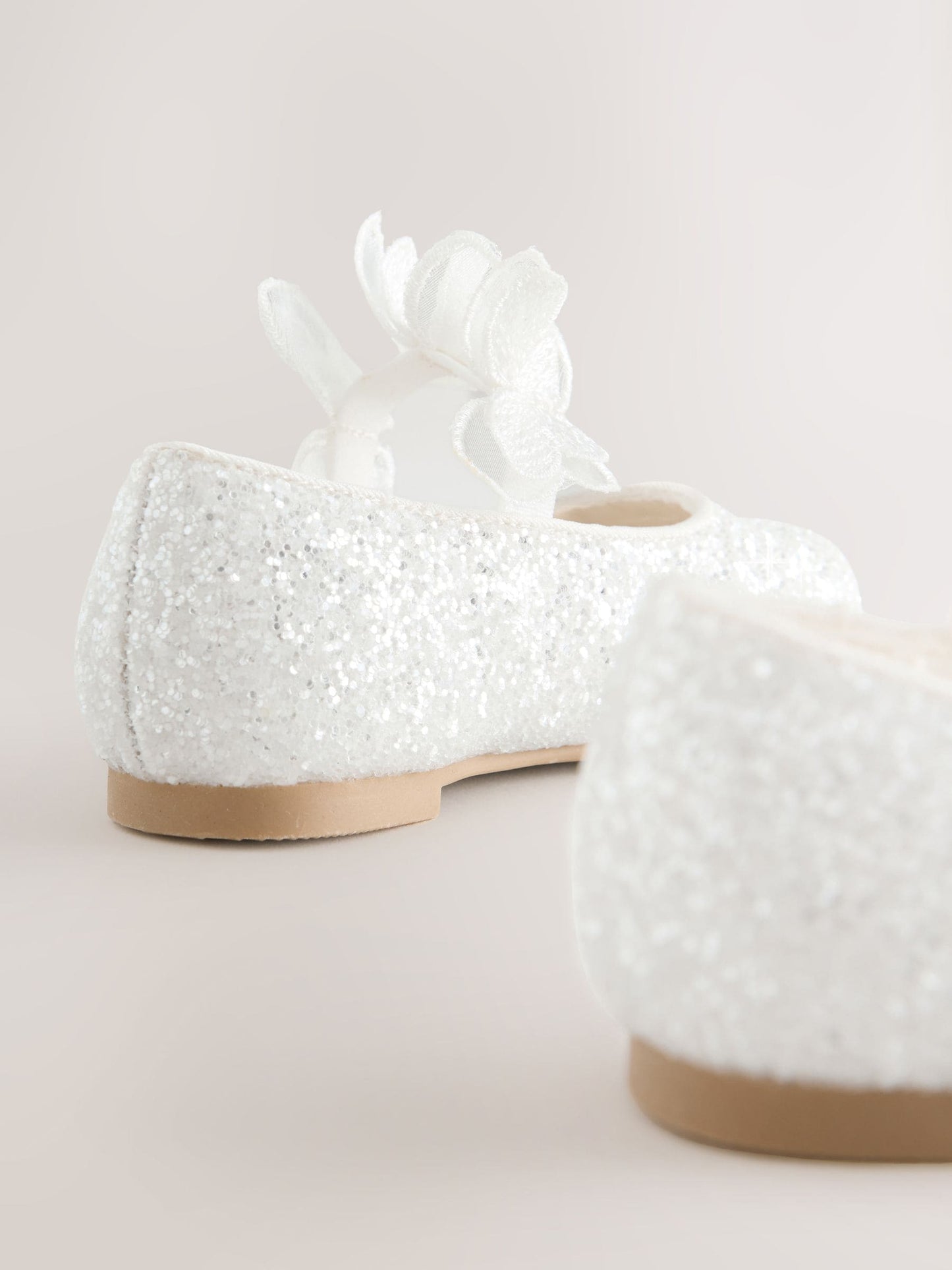 White Glitter Butterfly Strap Occasion Shoes image 5