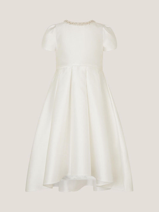 Dsiney Kidz - Monsoon White Isabella Short Sleeve Pearl Effect Embellished Dress image 2
