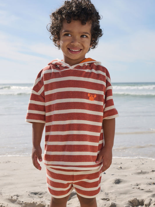 Dsiney Kidz - Rust Brown Stripe Towelling Top and Shorts Set (3mths-7yrs) image 2