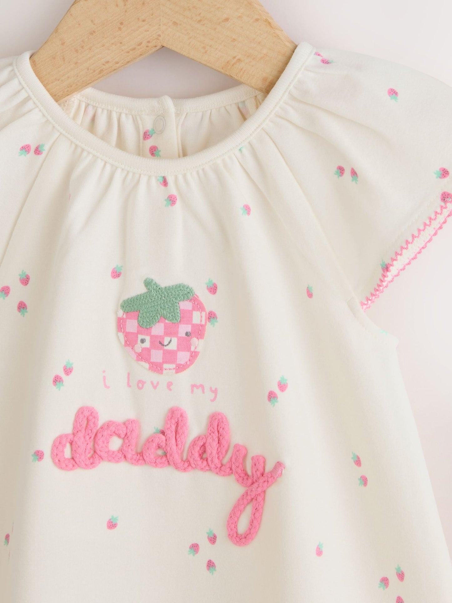 Ecru Fruit All Over Print I Love My Daddy Jersey Baby Romper image 9