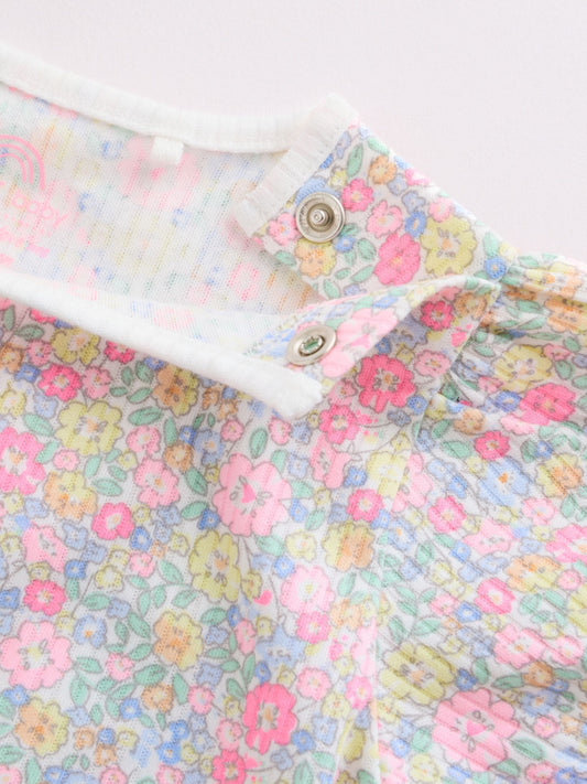 Pink/Yellow Short Sleeve Baby Bodysuits 5 Pack image 3