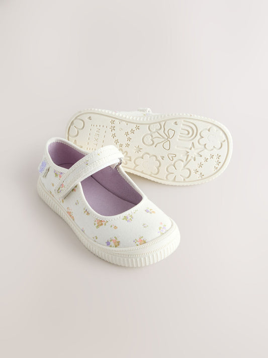 Cream Floral Touch Fastening Mary Janes Shoes image 2