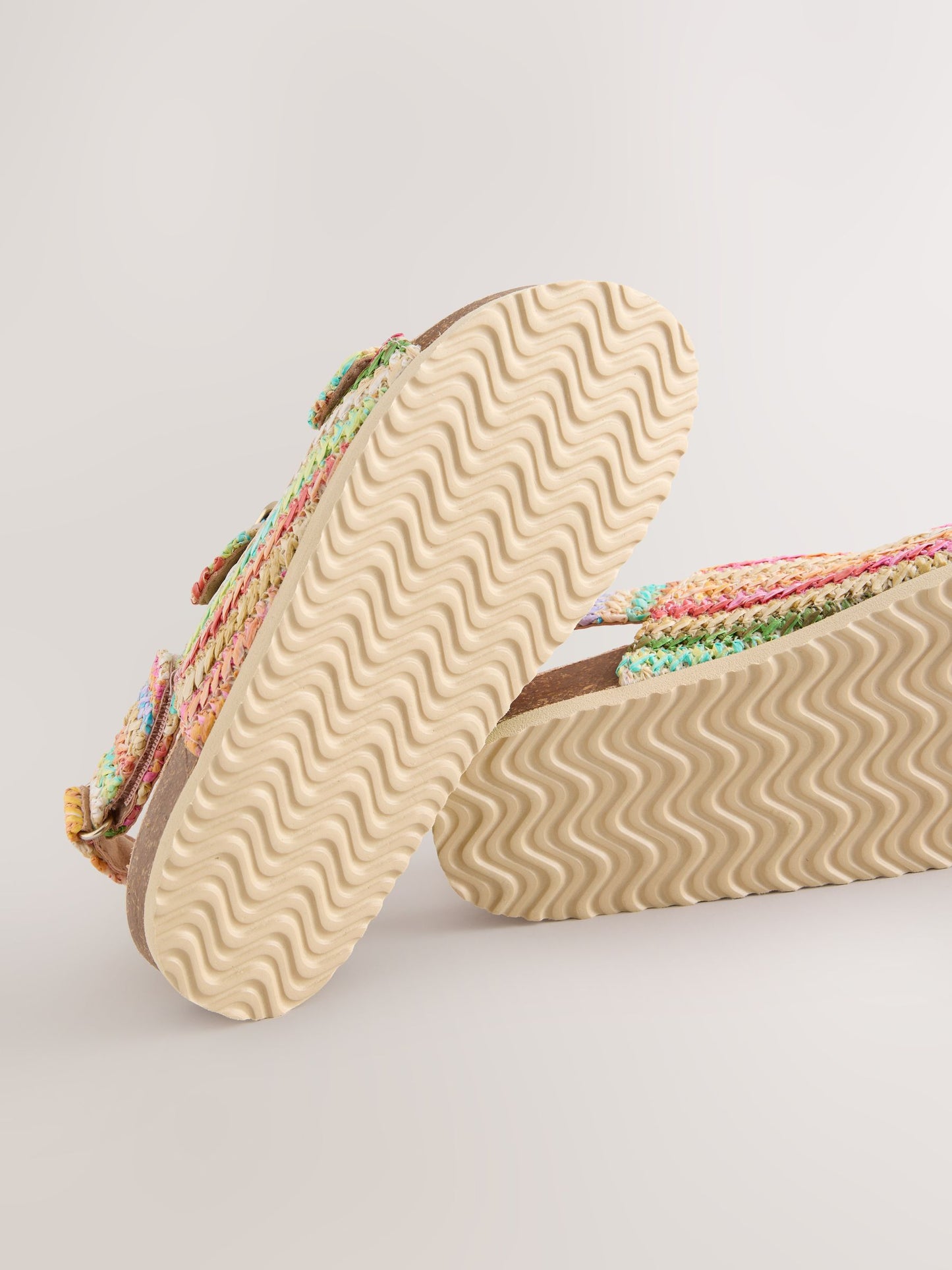 Rainbow Raffia Standard Fit (F) Touch and Close Corkbed Sandals image 5
