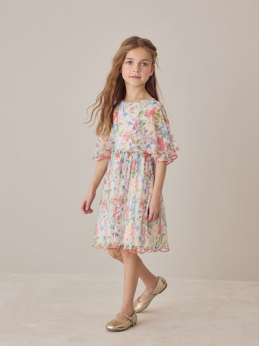 Laura Ashley Multi Elston Garden Printed Mesh Cape Dress image 2
