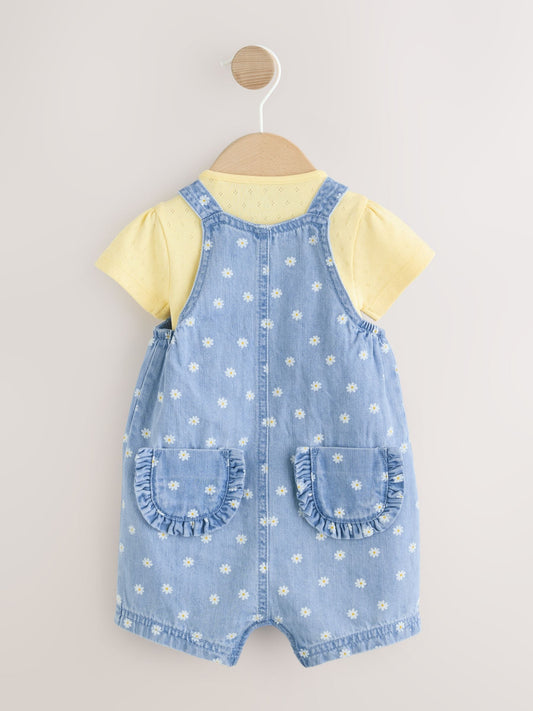 Dsiney Kidz - Denim Blue Daisy Dungaree and Bodysuit Baby 2 Piece Set (0mths-3yrs) image 2