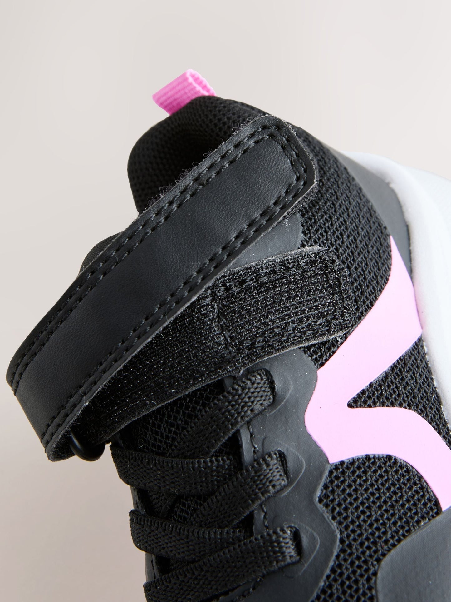 Black Touch Fastening Elastic Lace Trainers image 5