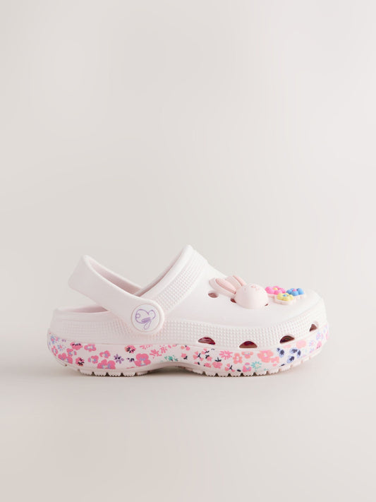 White/Pink Bunny Character Clogs image 2