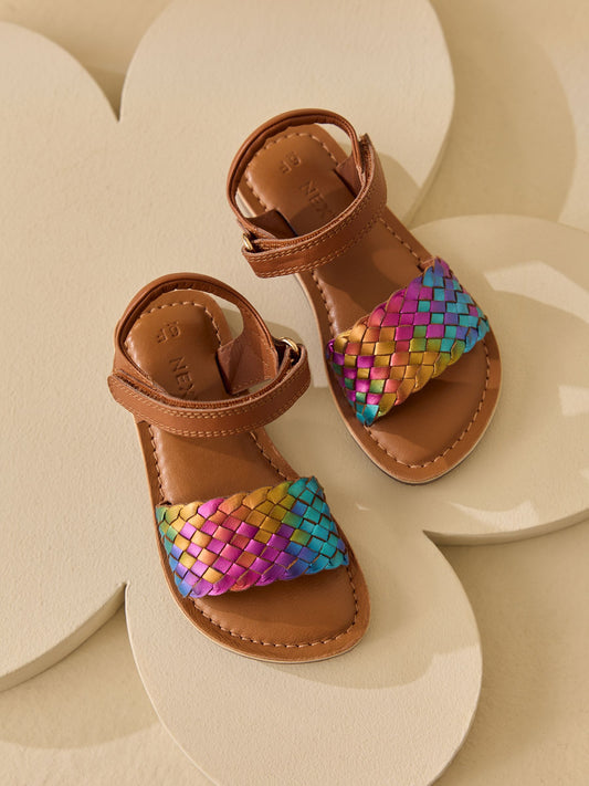 Rainbow Standard Fit (F) Leather Twist Sandals with Touch Fastening image 2