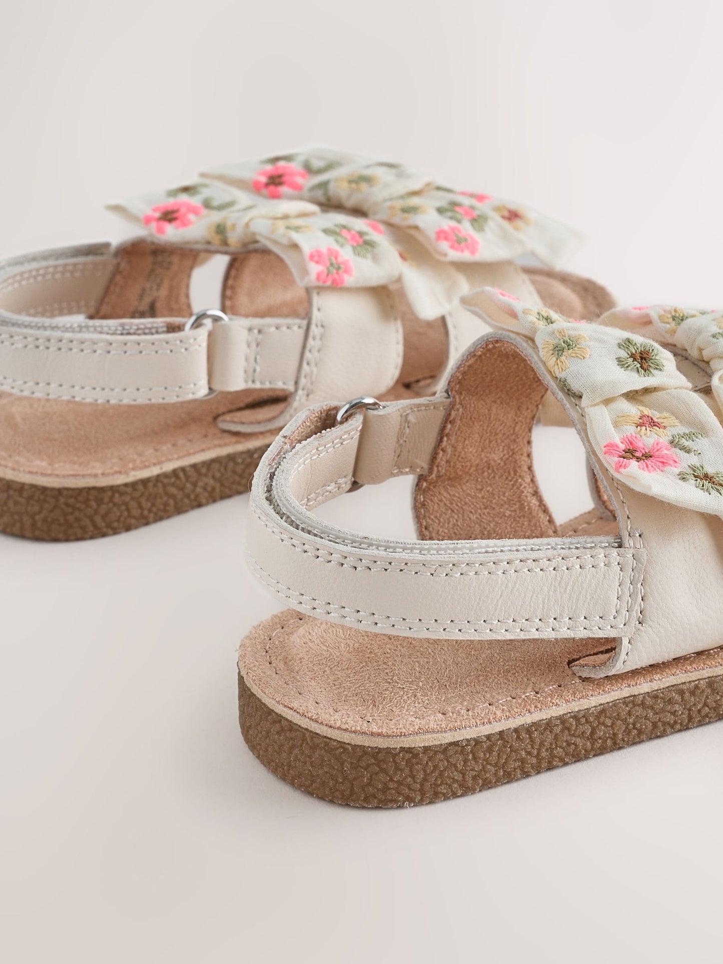 White Embroidered Bow Sandals image 5