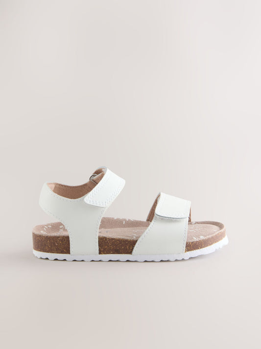 White Standard Fit (F) Touch Fastening Corkbed Sandals image 2