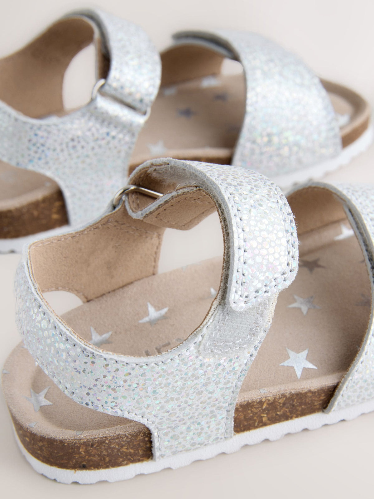 Silver Standard Fit (F) Touch Fastening Corkbed Sandals image 5