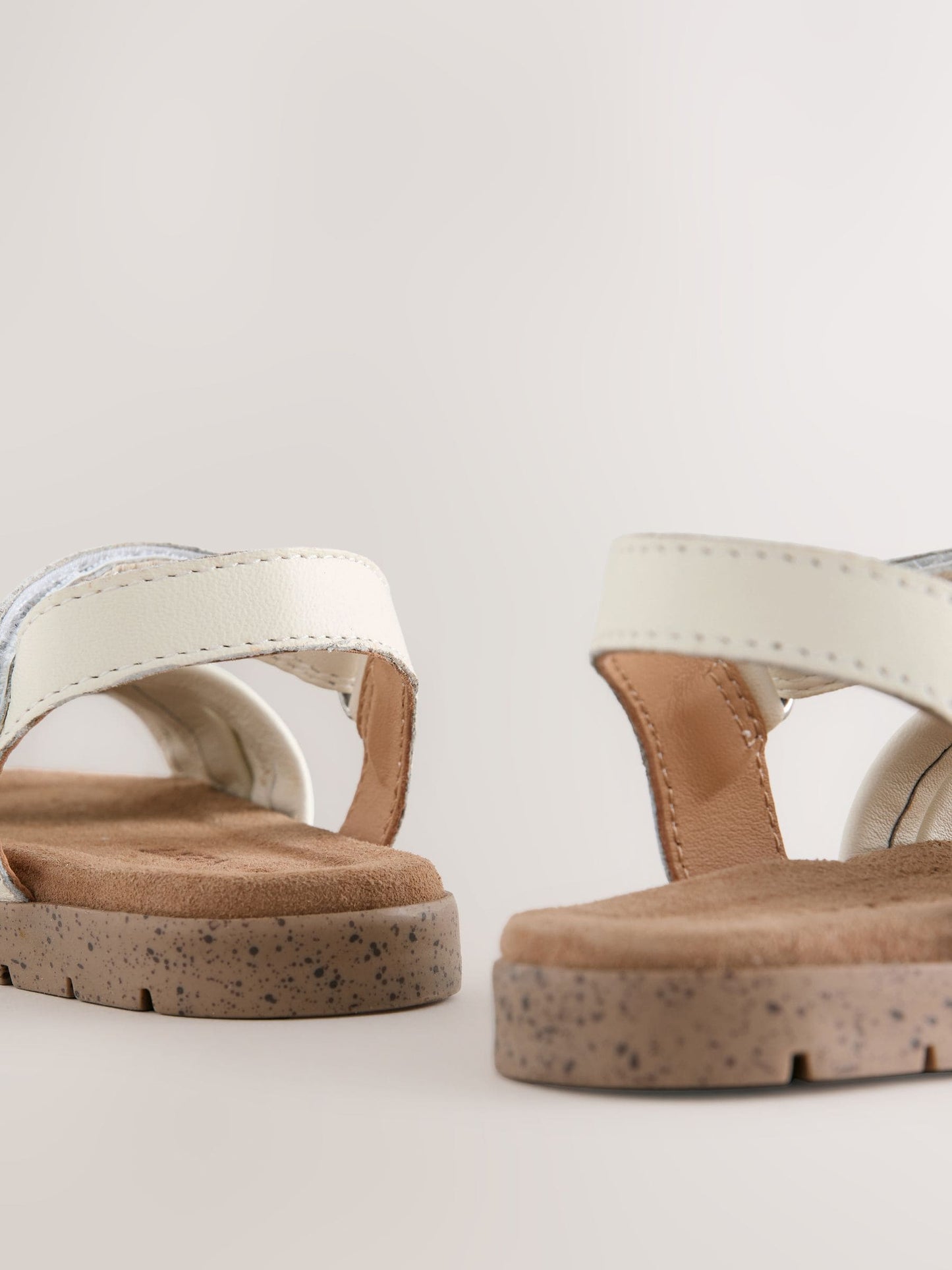 White Leather Woven Sandals with Touch Fastening image 5