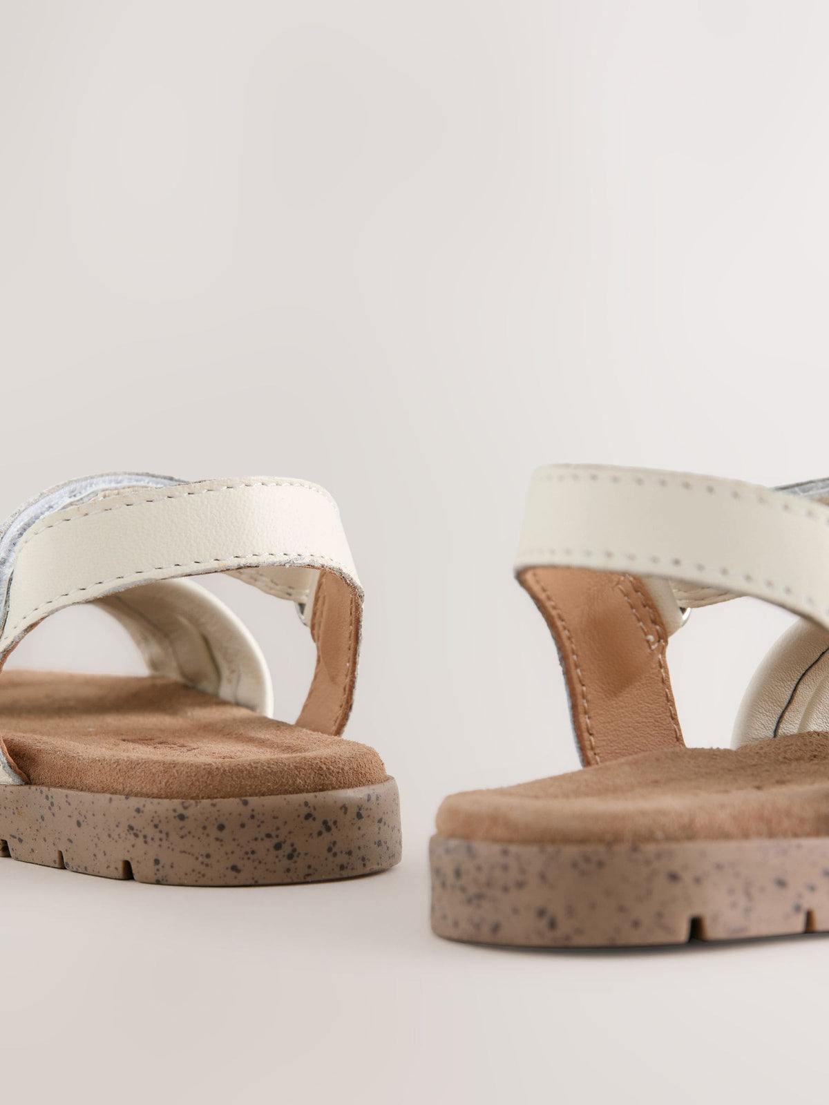 White Leather Woven Sandals with Touch Fastening image 5