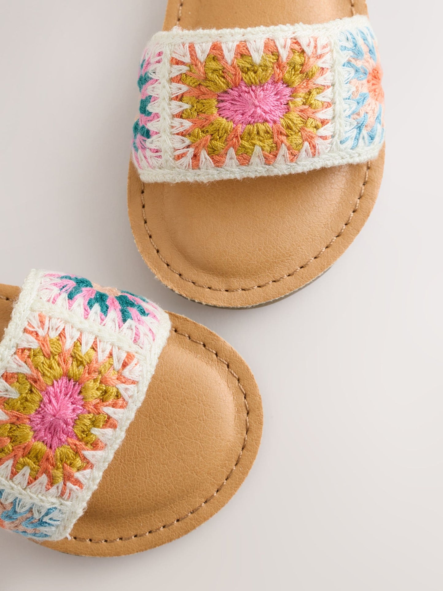 Multi Ecru Crochet Touch Fastening Sandals image 5