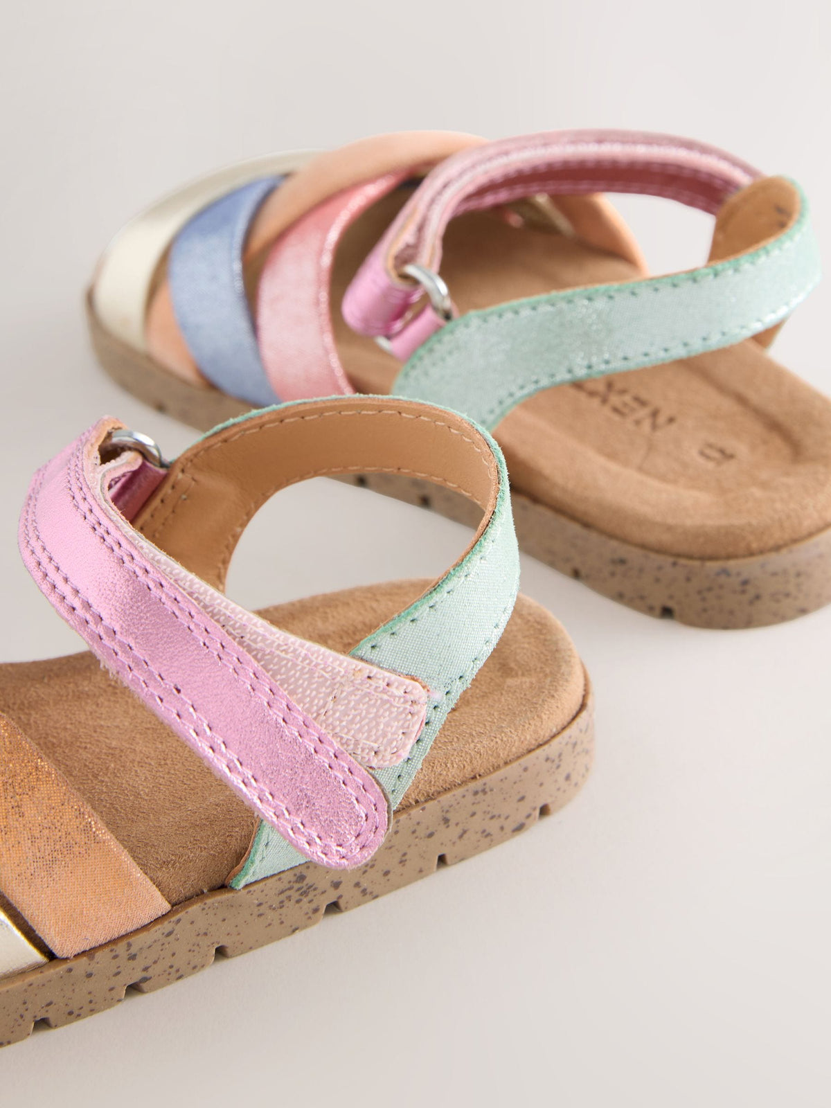 Multi Bright Leather Woven Sandals with Touch Fastening image 5