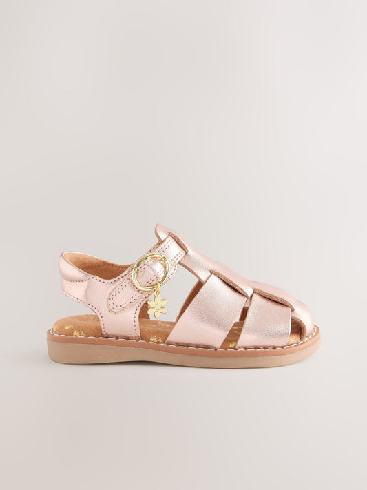 Rose Gold Leather Fisherman Sandals image 2