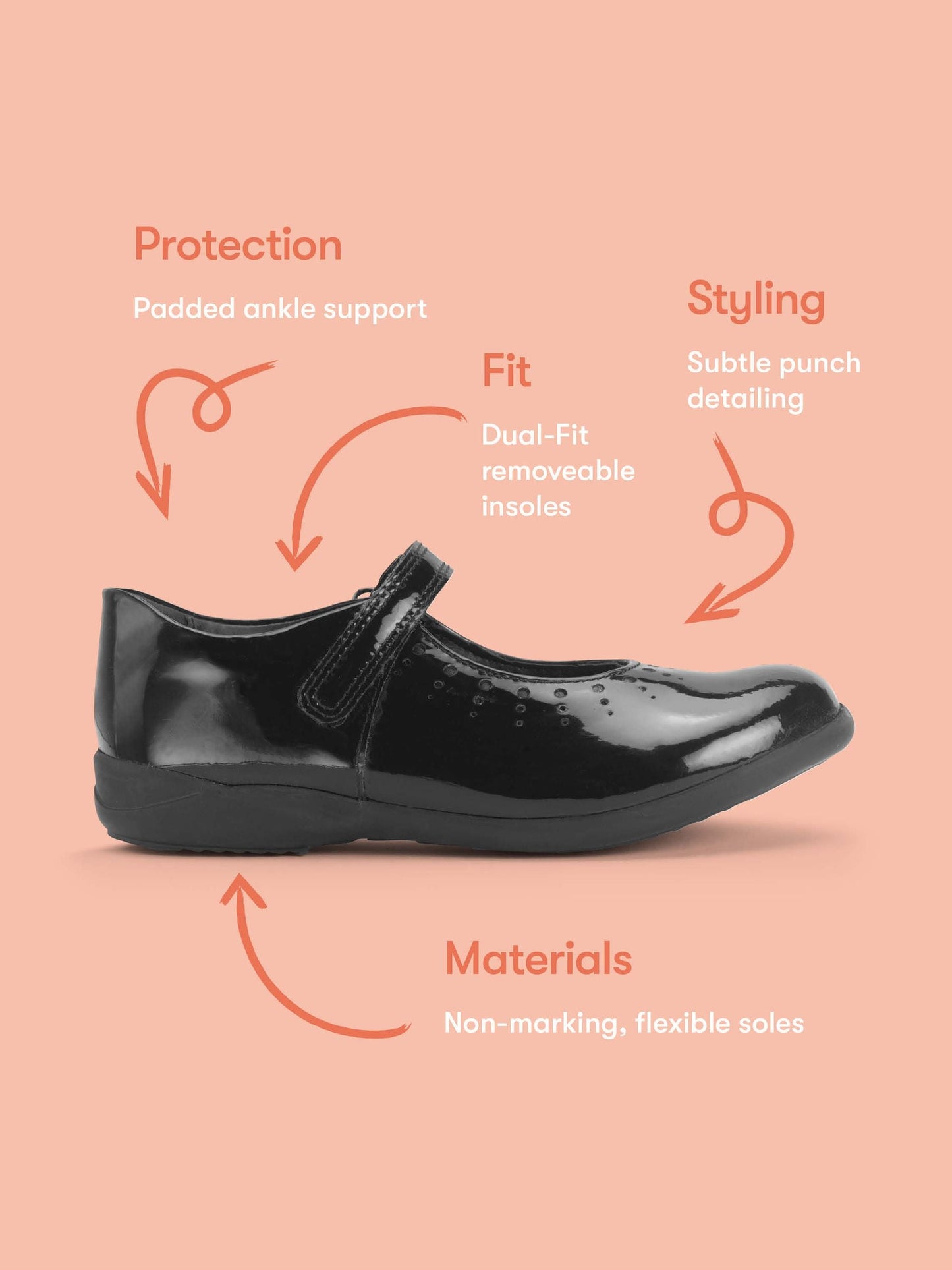 Start Rite Black Patent Dual Fit Study Mary Jane Rip Tape Shoes image 6