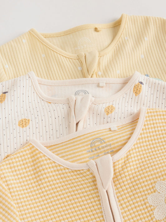 Yellow Baby Sleepsuits 3 Pack (0mths-3yrs) image 3