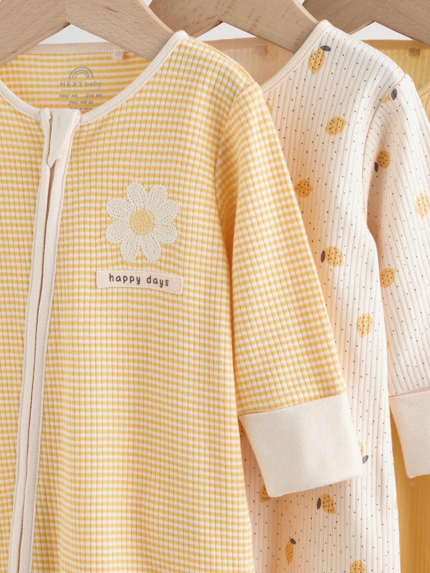 Lemon Yellow Baby Sleepsuits 3 Pack (0mths-3yrs) image 9