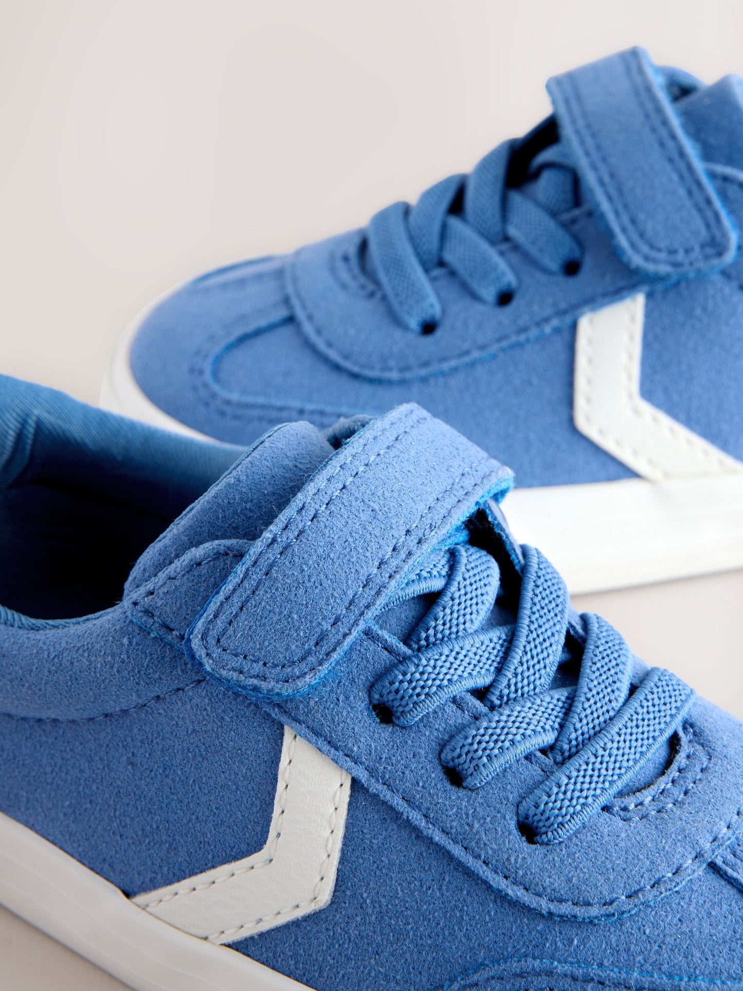 Blue Standard Fit (F) Touch Fastening Elastic Lace Trainers image 5