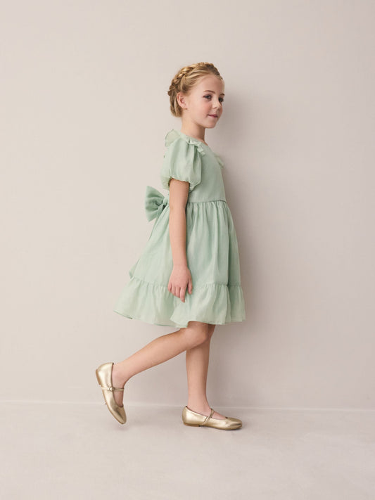 Dsiney Kidz - Laura Ashley Green Bow Back Flower Bridemaid Dress image 2